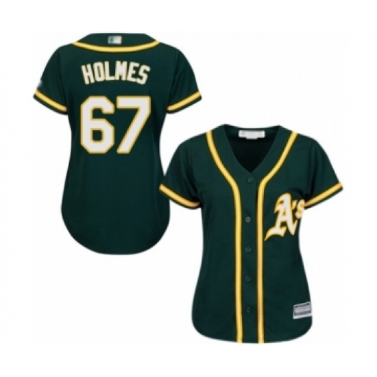 Women's Oakland Athletics #67 Grant Holmes Authentic Green Alternate 1 Cool Base Baseball Player Jersey - Ujersey