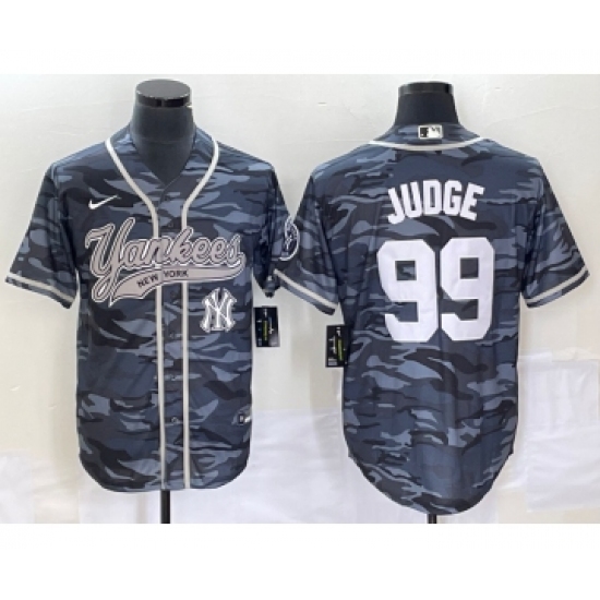 Men's New York Yankees #99 Aaron Judge Grey Camo Cool Base Stitched Baseball Jersey1 - Ujersey