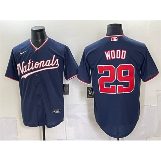 Men's Washington Nationals #29 James Wood Navy Stitched Baseball Jersey - Ujersey
