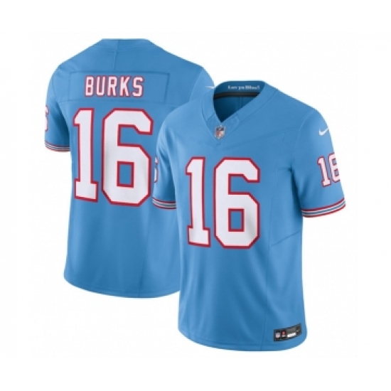 Men's Nike Tennessee Titans #16 Treylon Burks Light Blue 2023 F.U.S.E. Vapor Limited Throwback Stitched Football Jersey - Ujersey