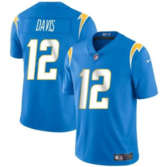 Men's Los Angeles Chargers #12 Derius Davis Blue 2024 Vapor Limited Football Stitched Jersey - Ujersey