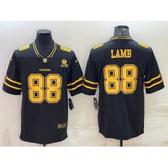 Men's Dallas Cowboys #88 CeeDee Lamb Black Gold Edition With 1960 Patch Limited Stitched Football Jersey - Ujersey