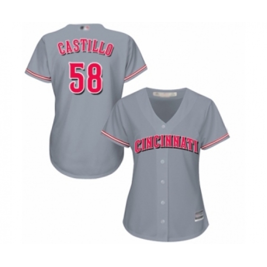 Women's Cincinnati Reds #58 Luis Castillo Authentic Grey Road Cool Base Baseball Jersey - Ujersey
