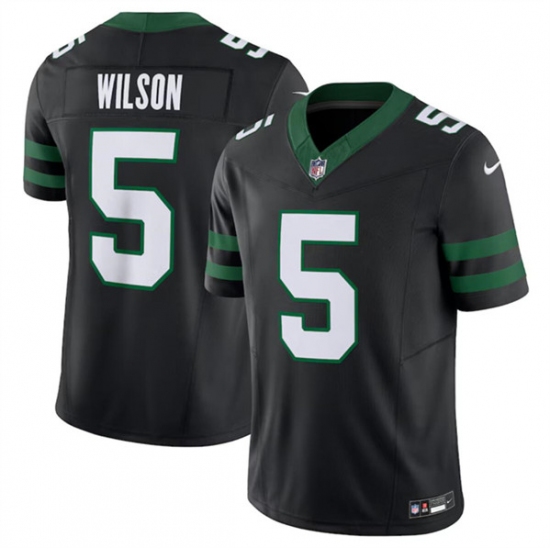 Men's New York Jets #5 Garrett Wilson Black 2024 F.U.S.E. Vapor Limited Football Stitched Jersey - Ujersey
