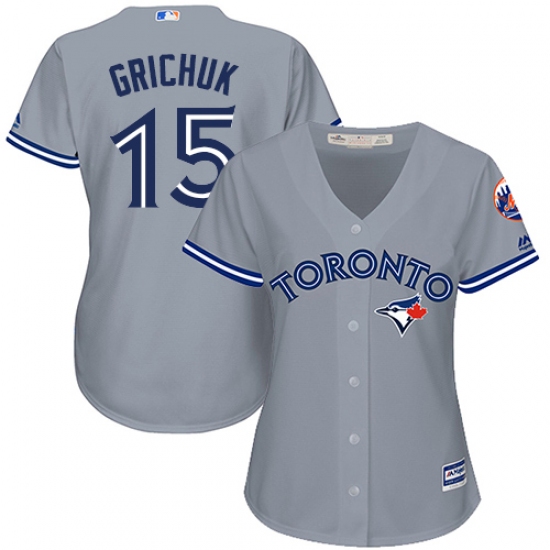 Women's Majestic Toronto Blue Jays #15 Randal Grichuk Authentic Grey Road MLB Jersey - Ujersey