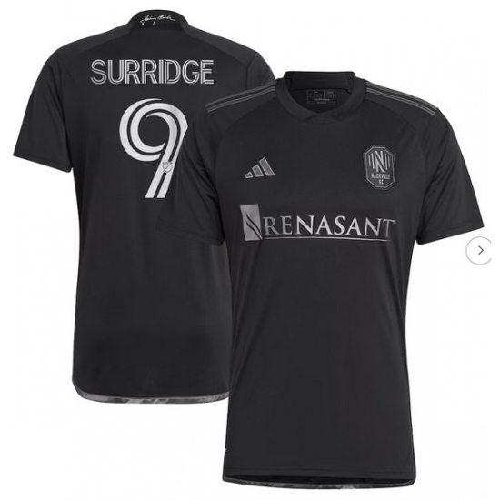 Mens Nashville SC Sam Surridge adidas Black 2023 Man In Black Kit Replica Player Jersey - Ujersey