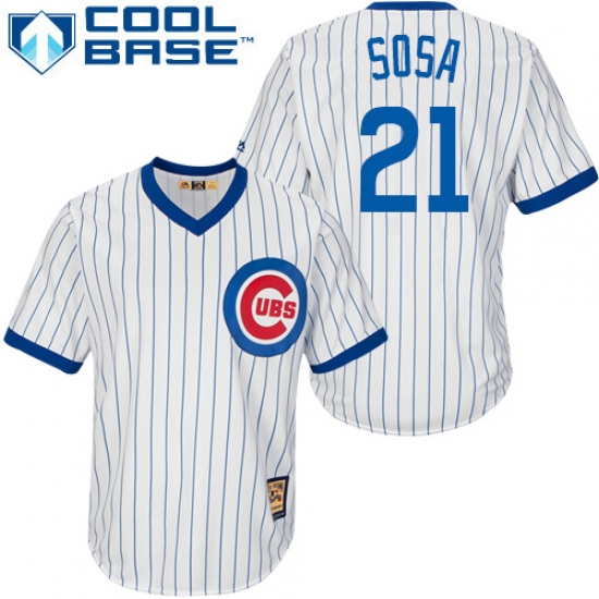 Men's Majestic Chicago Cubs #21 Sammy Sosa Authentic White Home Cooperstown MLB Jersey - Ujersey