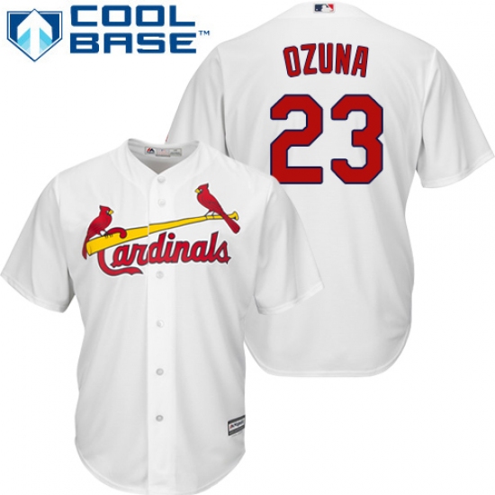 Men's Majestic St. Louis Cardinals #23 Marcell Ozuna Replica White Home Cool Base MLB Jersey - Ujersey