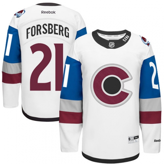 Men's Reebok Colorado Avalanche #21 Peter Forsberg Premier White 2016 Stadium Series NHL Jersey - Ujersey