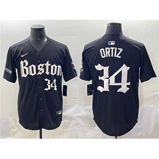 Men's Boston Red Sox #34 David Ortiz Black Gothic Vapor Limited Stitched Baseball Jersey - Ujersey