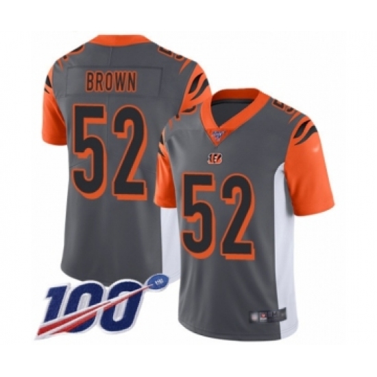 Men's Cincinnati Bengals #52 Preston Brown Limited Silver Inverted Legend 100th Season Football Jersey - Ujersey