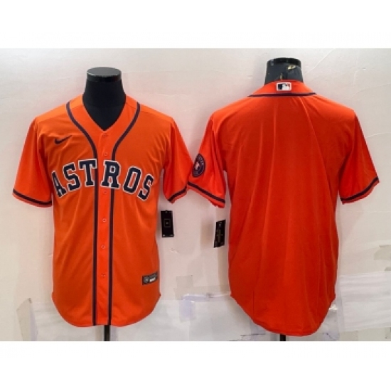 Men's Houston Astros Blank Orange With Patch Stitched MLB Cool Base Nike Jersey - Ujersey