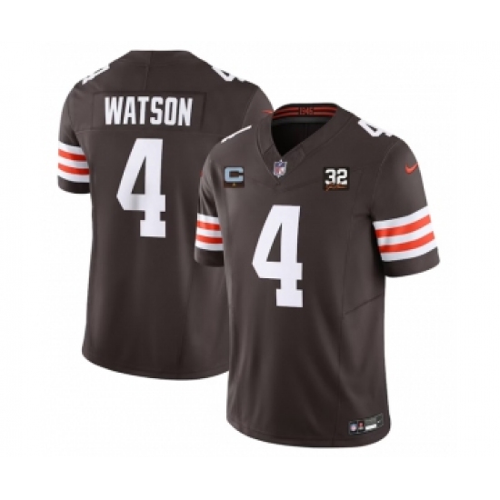 Men's Nike Cleveland Browns #4 Deshaun Watson Brown 2023 F.U.S.E. 1-Star C And Jim Brown Memorial Vapor Untouchable Jersey - Ujersey