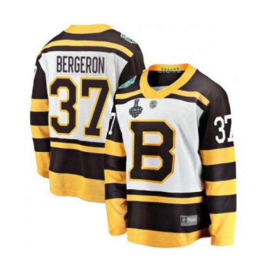 Youth Boston Bruins #37 Patrice Bergeron White Winter Classic Fanatics Branded Breakaway 2019 Stanley Cup Final Bound Hockey Jersey - Ujersey