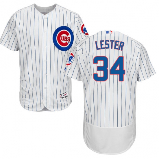 Men's Majestic Chicago Cubs #34 Jon Lester White Home Flex Base Authentic Collection MLB Jersey - Ujersey