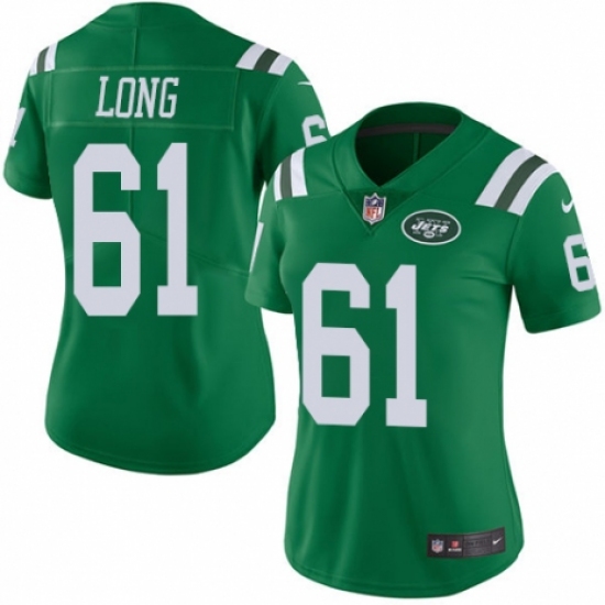 Women's Nike New York Jets #61 Spencer Long Limited Green Rush Vapor Untouchable NFL Jersey - Ujersey