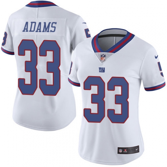 Women's Nike New York Giants #33 Andrew Adams Limited White Rush Vapor Untouchable NFL Jersey - Ujersey