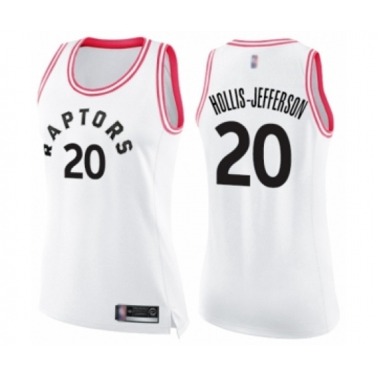 Women's Toronto Raptors #20 Rondae Hollis-Jefferson Swingman White Pink Fashion Basketball Jersey - Ujersey