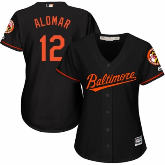 Women's Majestic Baltimore Orioles #12 Roberto Alomar Replica Black Alternate Cool Base MLB Jersey - Ujersey