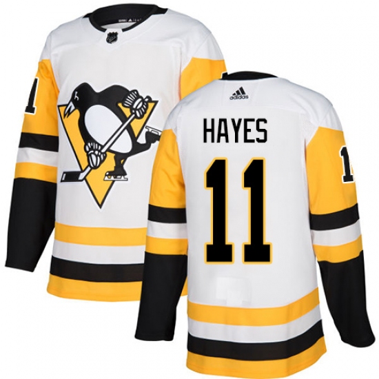 Men's Adidas Pittsburgh Penguins #11 Jimmy Hayes Authentic White Away NHL Jersey - Ujersey