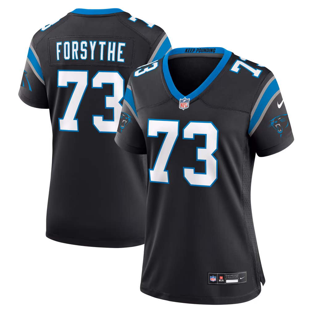 Women's Carolina Panthers Stone Forsythe Nike Black Team Game Jersey - Ujersey