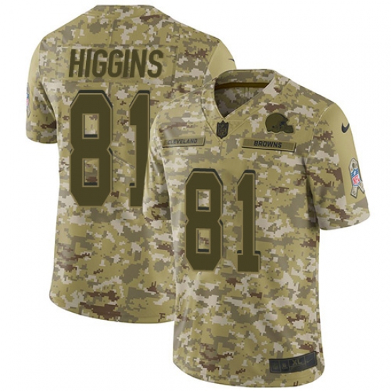 Youth Nike Cleveland Browns #81 Rashard Higgins Limited Camo 2018 Salute to Service NFL Jersey - Ujersey