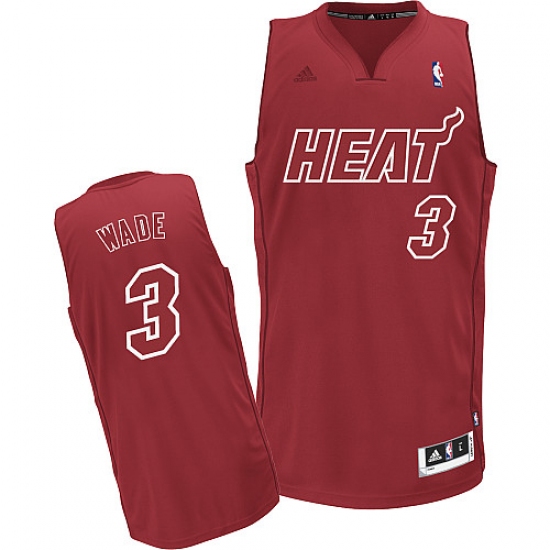 Men's Adidas Miami Heat #3 Dwyane Wade Swingman Red Big Color Fashion NBA Jersey - Ujersey