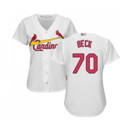 Women's St. Louis Cardinals #70 Chris Beck Replica White Home Cool Base Baseball Jersey