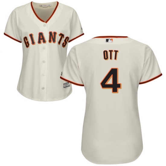Women's Majestic San Francisco Giants #4 Mel Ott Authentic Cream Home Cool Base MLB Jersey - Ujersey