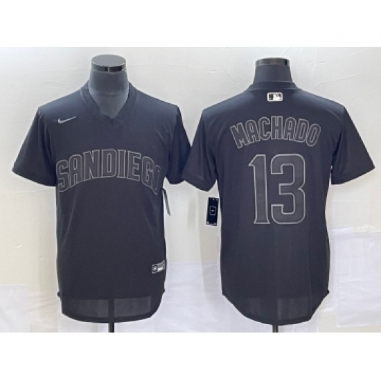 Men's San Diego Padres #13 Manny Machado Black Pullover Turn Back The Clock Stitched Cool Base Jersey - Ujersey