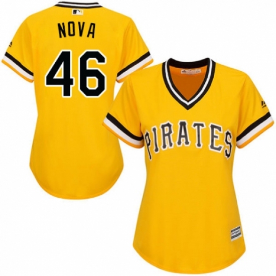 Women's Majestic Pittsburgh Pirates #46 Ivan Nova Replica Gold Alternate Cool Base MLB Jersey - Ujersey