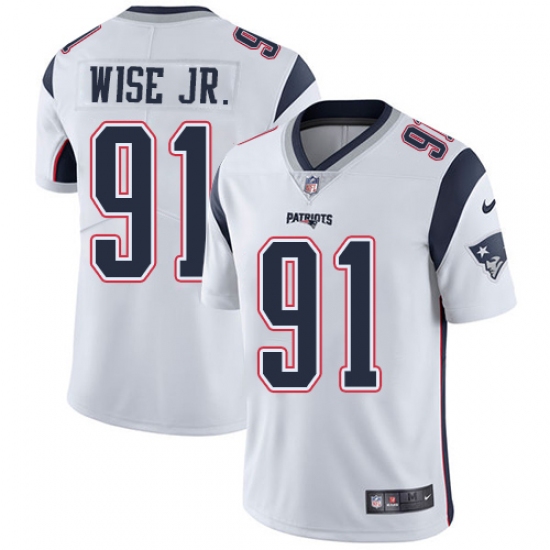 Men's Nike New England Patriots #91 Deatrich Wise Jr White Vapor Untouchable Limited Player NFL Jersey - Ujersey