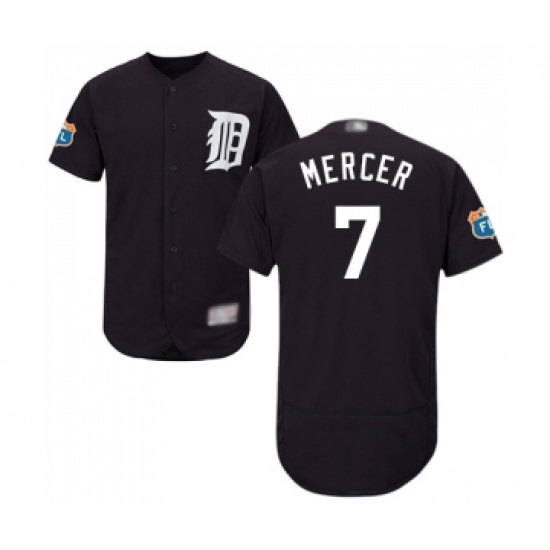 Men's Detroit Tigers #7 Jordy Mercer Navy Blue Alternate Flex Base Authentic Collection Baseball Jersey - Ujersey