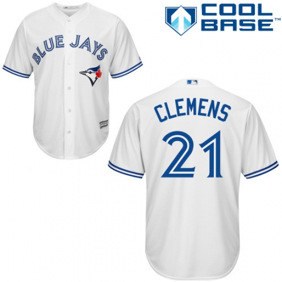 Men's Majestic Toronto Blue Jays #21 Roger Clemens Replica White Home MLB Jersey - Ujersey