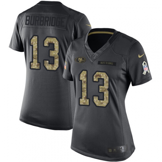 Women's Nike San Francisco 49ers #13 Aaron Burbridge Limited Black 2016 Salute to Service NFL Jersey - Ujersey