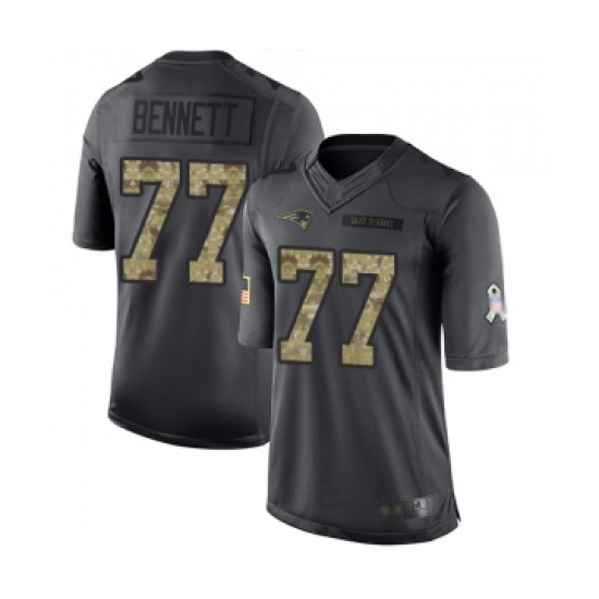 Youth New England Patriots #77 Michael Bennett Limited Black 2016 Salute to Service Football Jersey - Ujersey