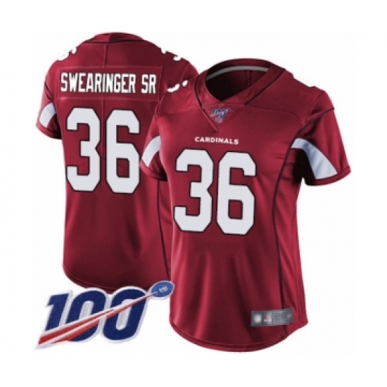 Women's Arizona Cardinals #36 D.J. Swearinger SR Red Team Color Vapor Untouchable Limited Player 100th Season Football Jersey - Ujersey