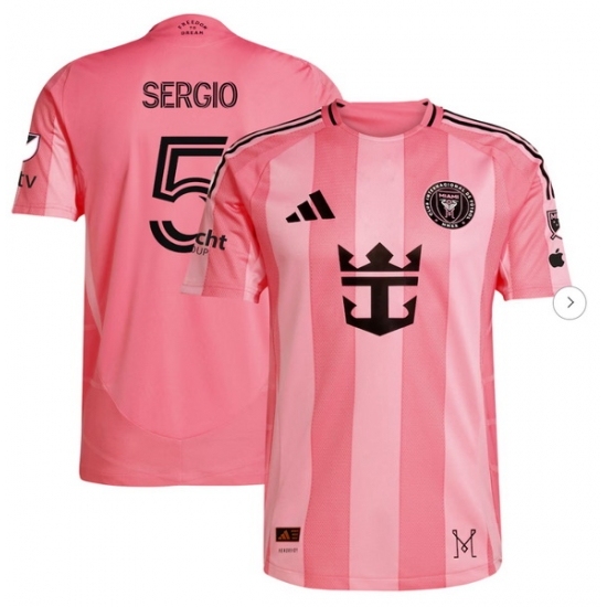 Men's Inter Miami CF Sergio Busquets adidas Light Pink 2025 Euforia Authentic Player Jersey - Ujersey
