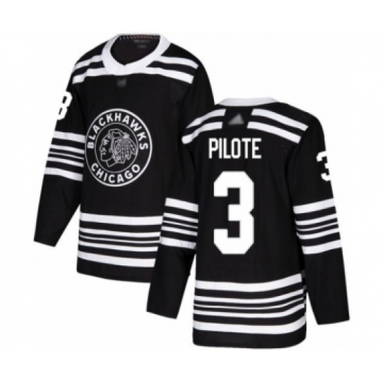 Youth Chicago Blackhawks #3 Pierre Pilote Authentic Black Alternate Hockey Jersey - Ujersey