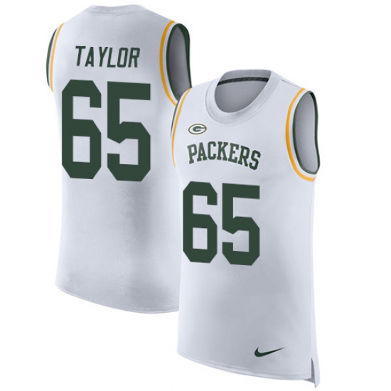 Men's Nike Green Bay Packers #65 Lane Taylor Limited White Rush Player Name & Number Tank Top NFL Jersey - Ujersey