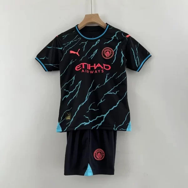 Manchester City Football Jersey Third Away Kids Kit Jersey+Shorts 2023/24 - U-jersey
