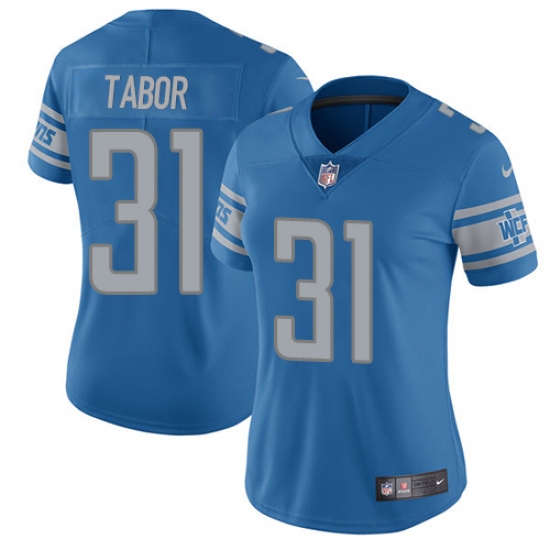 Women Nike Detroit Lions #31 Teez Tabor Blue Team Color Vapor Untouchable Limited Player NFL Jersey - Ujersey