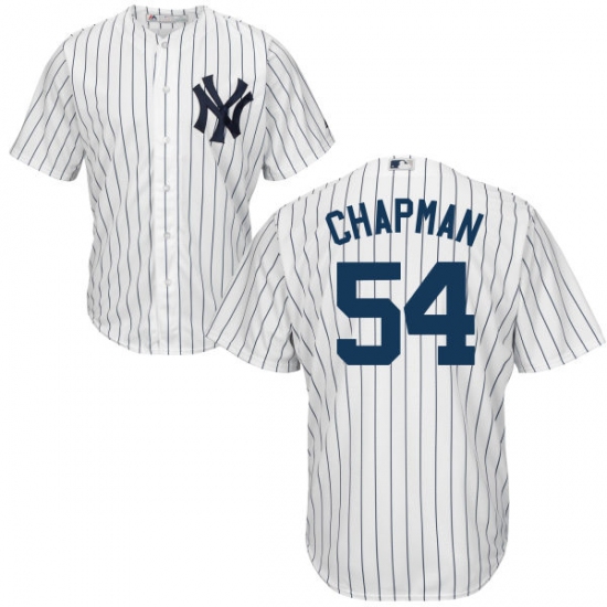 Men's Majestic New York Yankees #54 Aroldis Chapman Replica White Home MLB Jersey - Ujersey