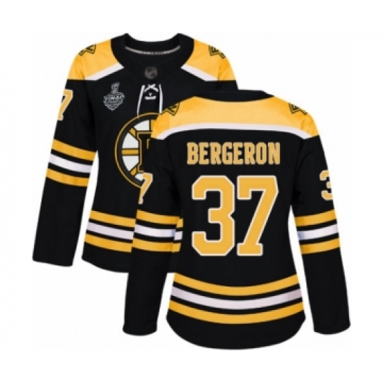 Women's Boston Bruins #37 Patrice Bergeron Authentic Black Home 2019 Stanley Cup Final Bound Hockey Jersey - Ujersey