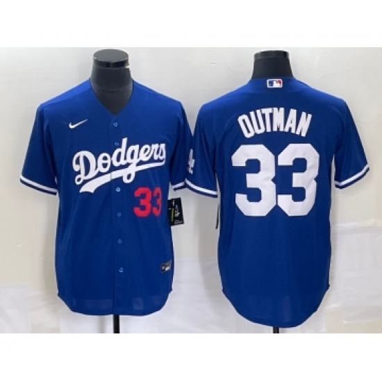 Men's Los Angeles Dodgers #33 James Outman Number Blue Cool Base Stitched Jersey - Ujersey