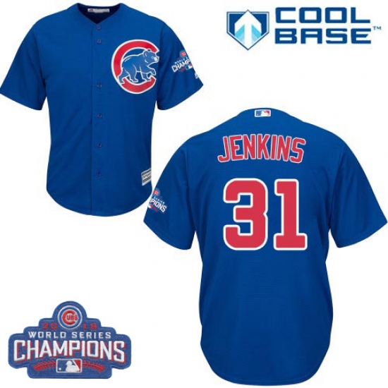 Youth Majestic Chicago Cubs #31 Fergie Jenkins Authentic Royal Blue Alternate 2016 World Series Champions Cool Base MLB Jersey - Ujersey