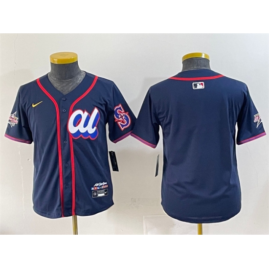 Youth American League Seattle Mariners Blank Navy 2025 All-Star Edition Limited Stitched Baseball Jersey - Ujersey