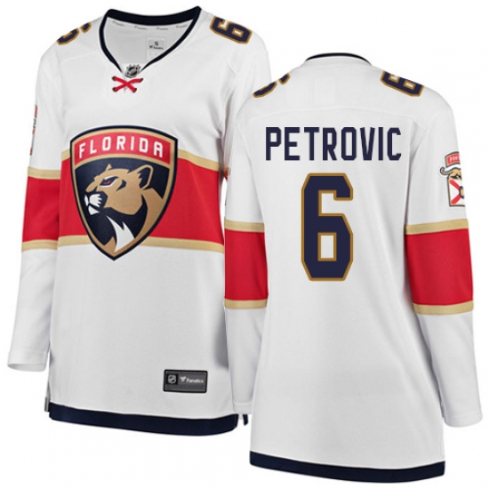 Women's Florida Panthers #6 Alex Petrovic Authentic White Away Fanatics Branded Breakaway NHL Jersey - Ujersey