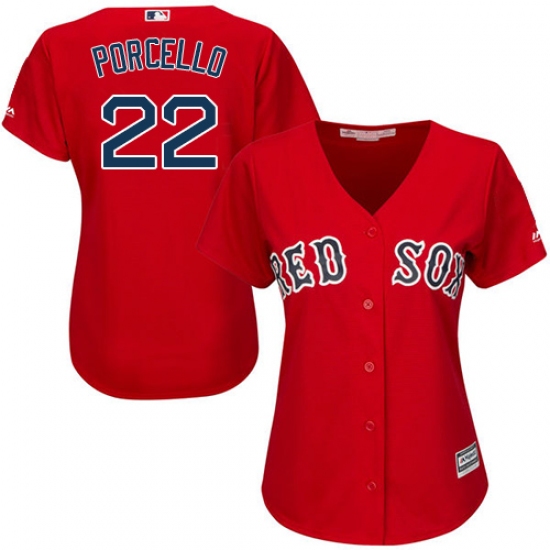 Women's Majestic Boston Red Sox #22 Rick Porcello Authentic Red Alternate Home MLB Jersey - Ujersey