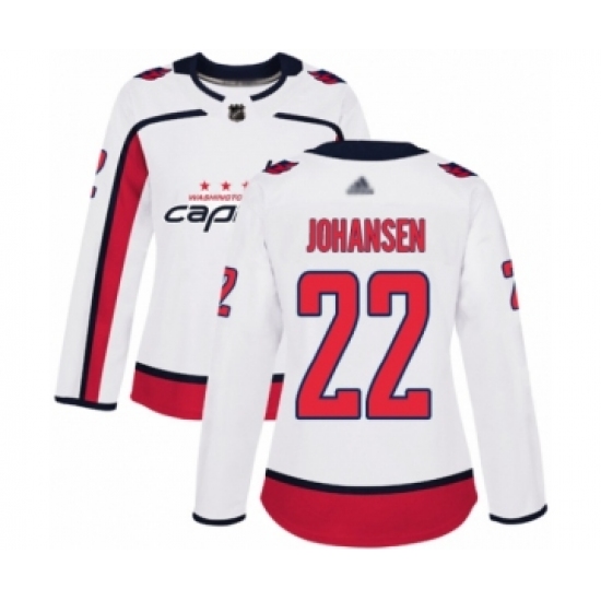 Women's Washington Capitals #22 Lucas Johansen Authentic White Away Hockey Jersey - Ujersey